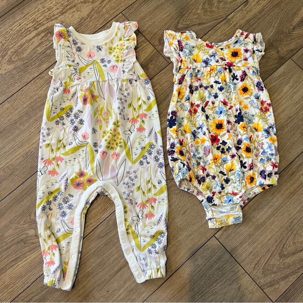 Flower rompers - 12 month